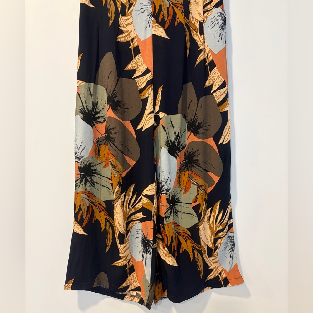 Never Worn! Papillon Tropical Leaf Print High Rise Wide Leg Culottes/Capris - Picture 6 of 11